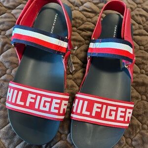 Tommy Hilfiger Red and Blue Striped Sandals